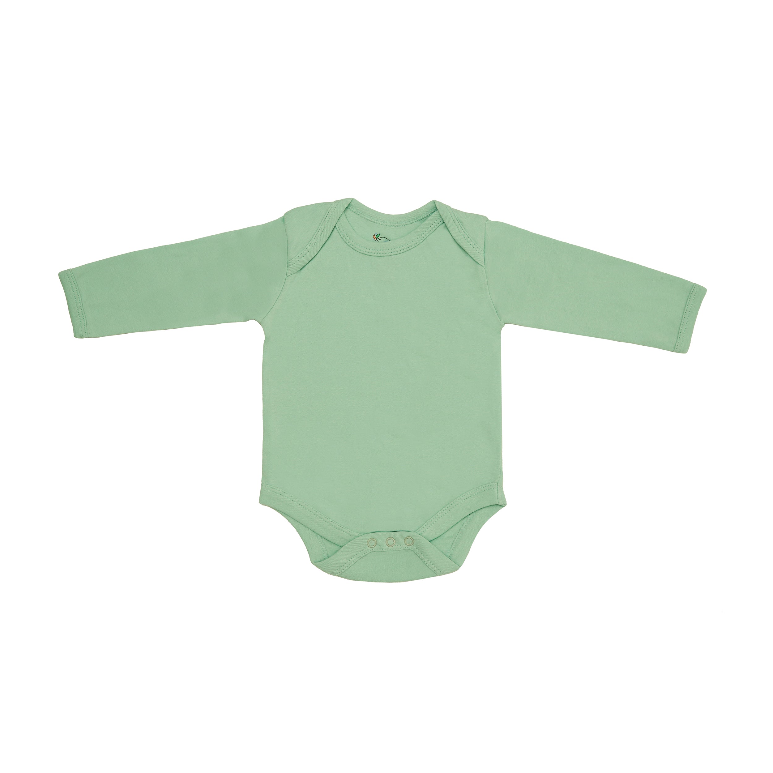 A long sleeve green bodysuit for newborn babies in organic cotton - born 22