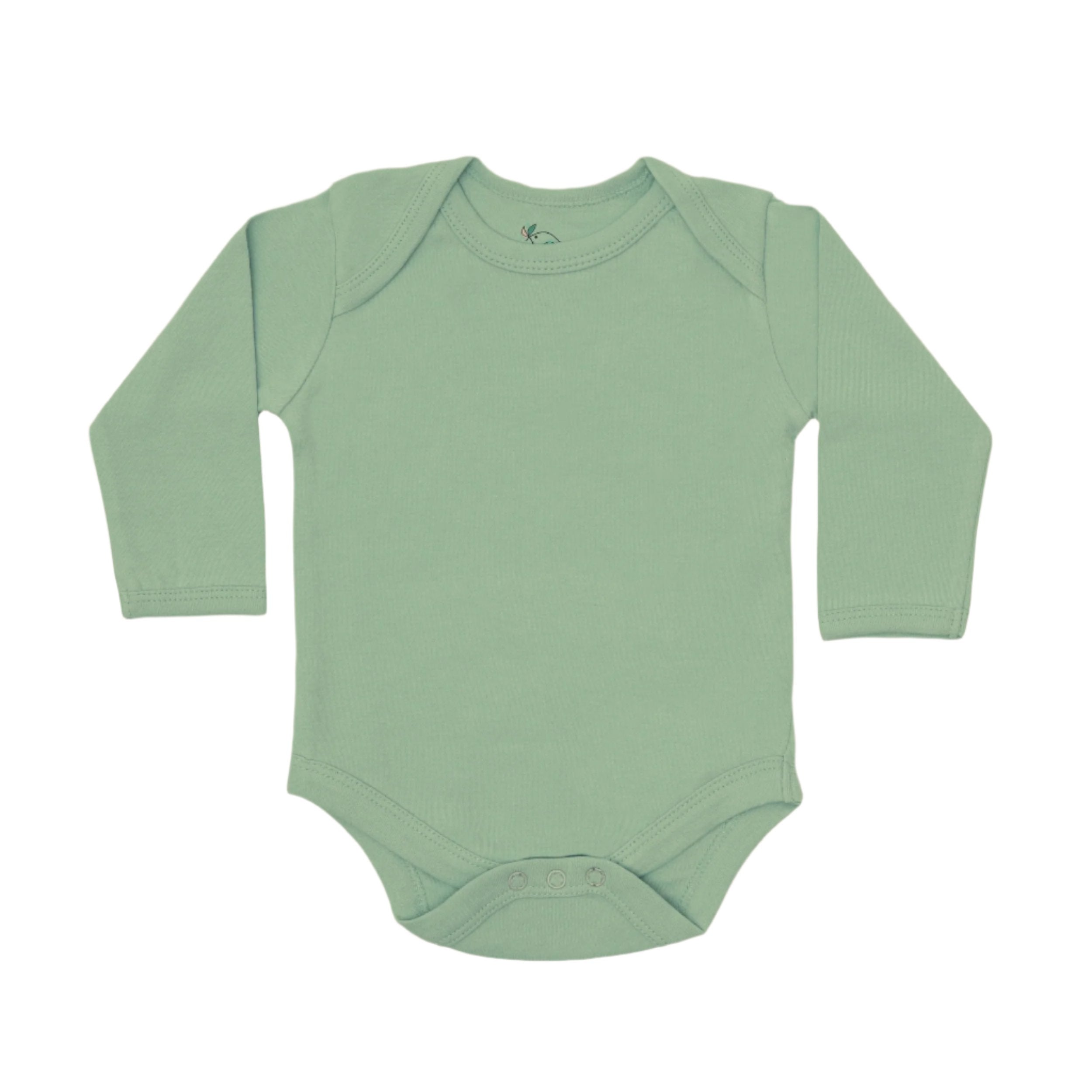 A long sleeve green bodysuit for newborn babies in organic cotton - born 22